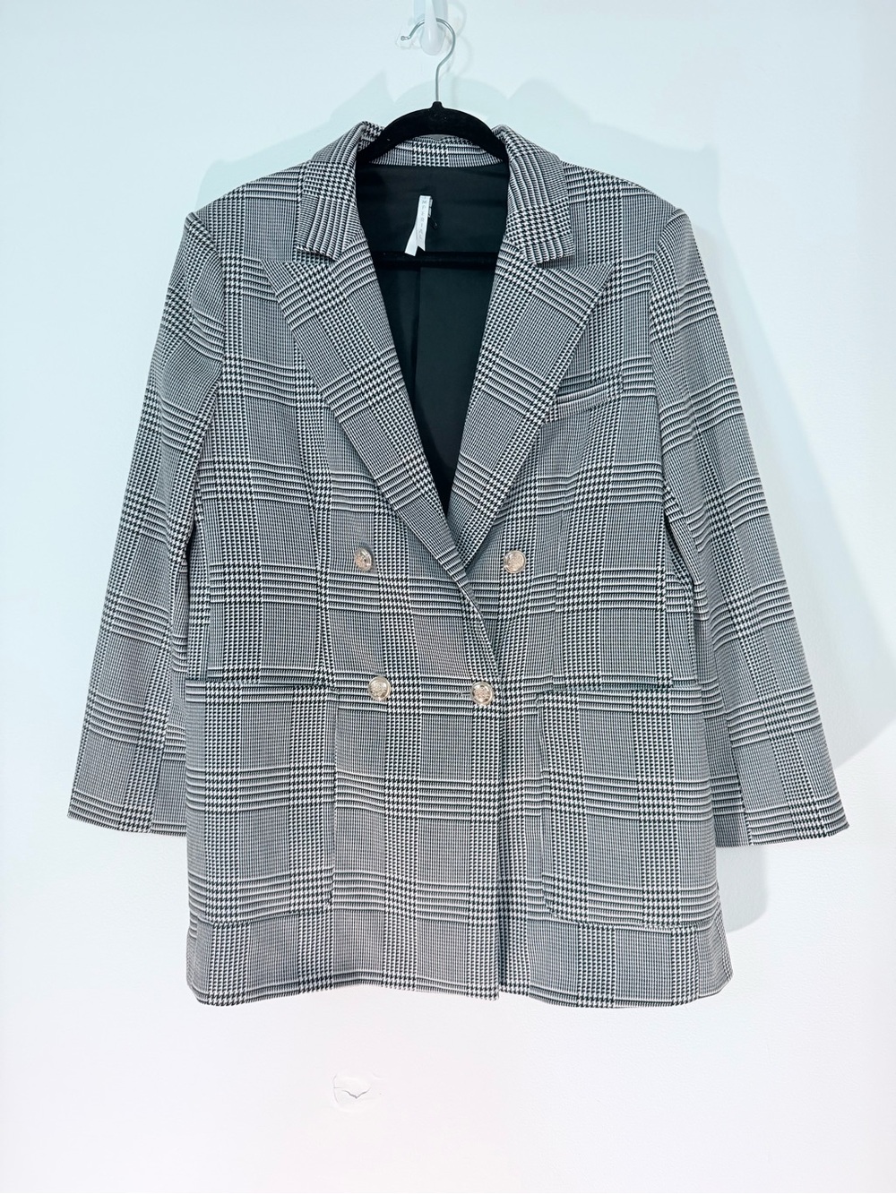 Imperial set Checked Double-Breasted Blazer in Gray and pants